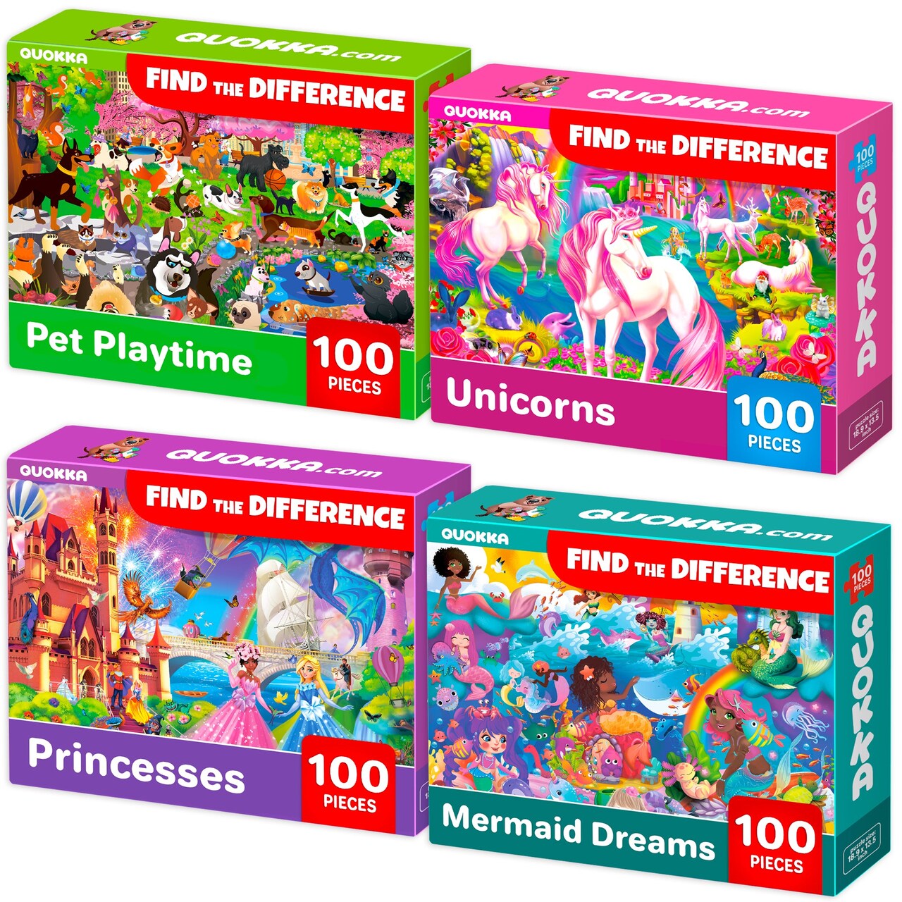 100 Pcs Floor Puzzles for Kids | Unicorns, Princess & Mermaids